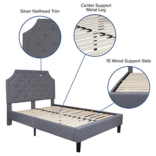 Flash Furniture Brighton Full Size Tufted Upholstered Platform Bed In Light Gray Fabric
