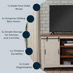 Martin Svensson Home Entertainment Center Solid Pine Wood Rustic TV Stand White and Honey Finish 65"