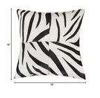 HomeRoots Kitchen Modern Decorative Quattro Pillow - 18' x 18' x 5', Zebra Black On White