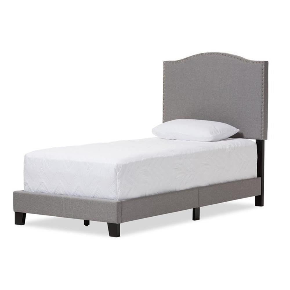 Baxton Studio Benjamin Modern and Contemporary Upholstered Arched Platform Bed with Nail Heads Grey