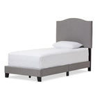 Baxton Studio Benjamin Modern and Contemporary Upholstered Arched Platform Bed with Nail Heads Grey