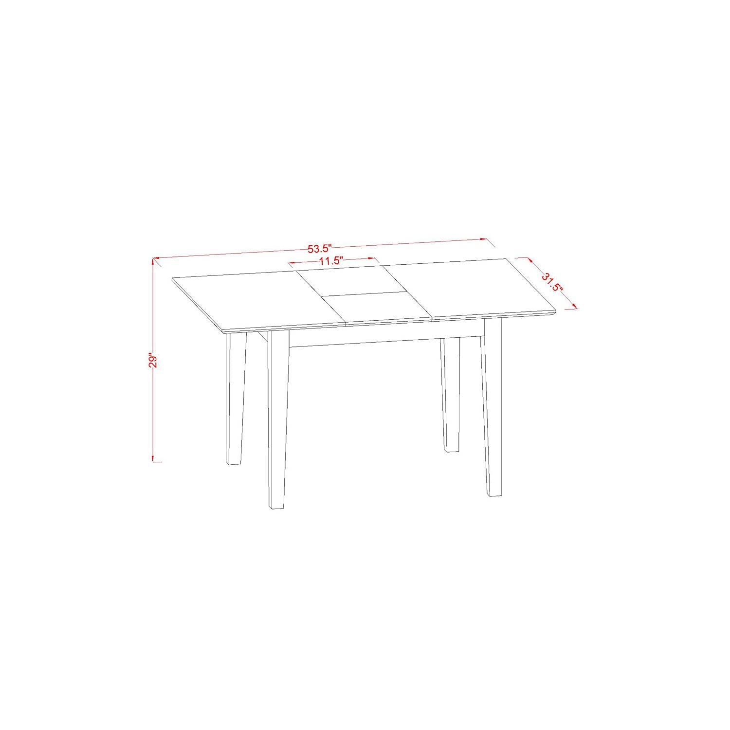 East West Furniture Norfolk Rectangular Table With 12" Butterfly Leaf -Mahogany Finish.
