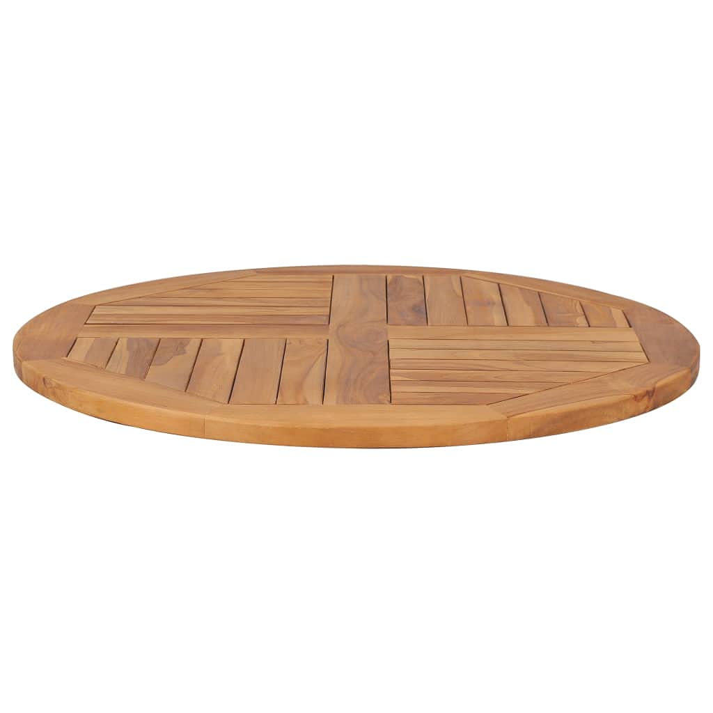 vidaXL 31.5 Round Solid Teak Wood Table Top - Weather-Resistant Dining Surface, Brown, Smooth Finish for Home or Commercial Use