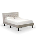 East West Furniture FN08F-1HAE0 2-Pc Fannin Wooden Set for Bedroom with 1 Upholstered Bed and a Small Nightstand - Reliable and Durable Manufacturing - Mist Beige Linen Fabric