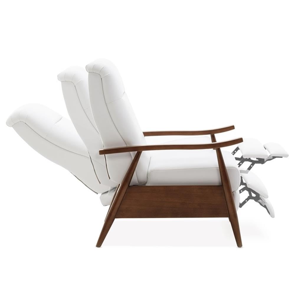 Comfort Pointe Solaris Wood Arm Milky White Faux Leather Wood Arm Push Back Recliner