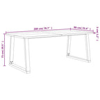 vidaXL Dining Table, Dining Room Table with U-Shaped Steel Legs, Table with Live Edge for Kitchen Restaurant, Desk, Solid Wood Acacia
