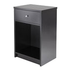 Ergode Claire Curved Nightstand - White | Versatile Bedroom Accent Table | Pull-Out Drawer & Bottom Shelf | (20914-VV)