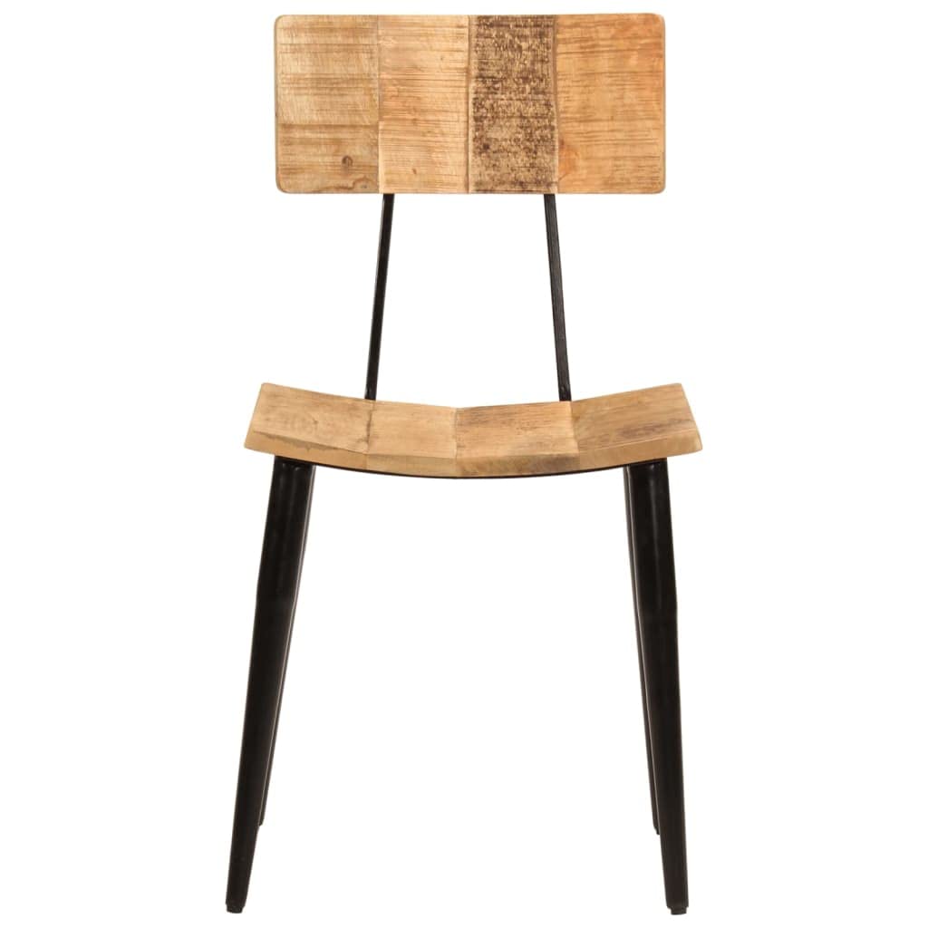 vidaXL Solid Wood Mango Dining Chairs (2 pcs) - Antique-Style, Iron-Structured, Multifunctional Accent Furniture for Kitchen/Dining Room/Living Room
