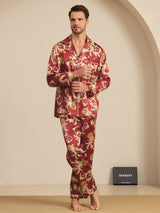 [Wine Dragon] SilkSilky  Long Sleeve Lapel Collar Men's Pajamas 003
