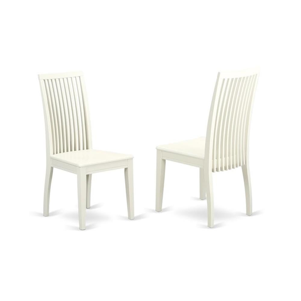 East West Furniture SHIP3-LWH-W 3 Piece Dinette Set for Small Spaces Contains a Round Kitchen Table with Pedestal and 2 Dining Chairs, 42x42 Inch, Linen White