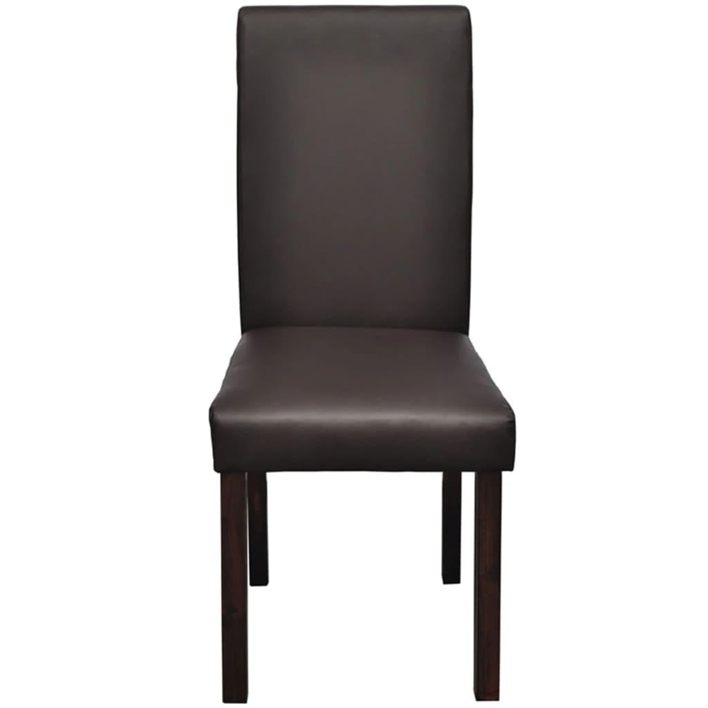 vidaXL Scandinavian Stylish Dining Chairs Set of 4 - Brown Faux Leather with Durable Wooden Frame – Easy Assembly Required