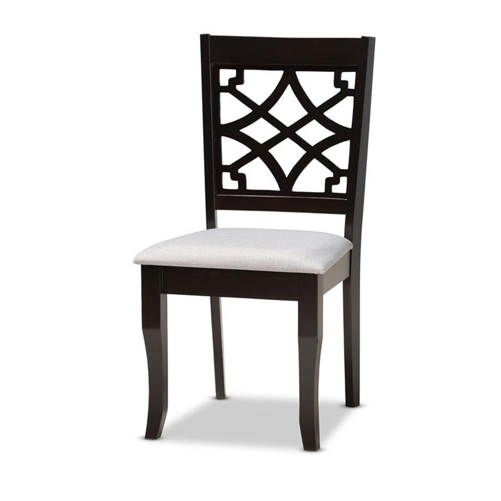 Baxton Studio Elena Modern and Contemporary Grey Fabric Upholstered and Dark Brown Finished Wood 7-Piece Dining Set