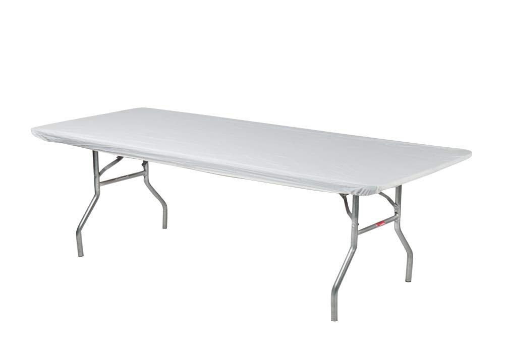 Kwik-Covers 6' Rectangular Plastic Table Covers 30' X 72' (6 Feet), Bundle Of 10 - Indoor Or Outdoor Fitted Table Covers For Banquet Tables (White)