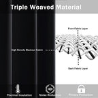 Jiuzhen Black Blackout Curtains With Tiebacks - Thermal Insulated, Light Blocking And Noise Reducing Grommet Curtain Drapes For Bedroom And Living Room, Set Of 2 Panels, 42 X 54 Inch Length