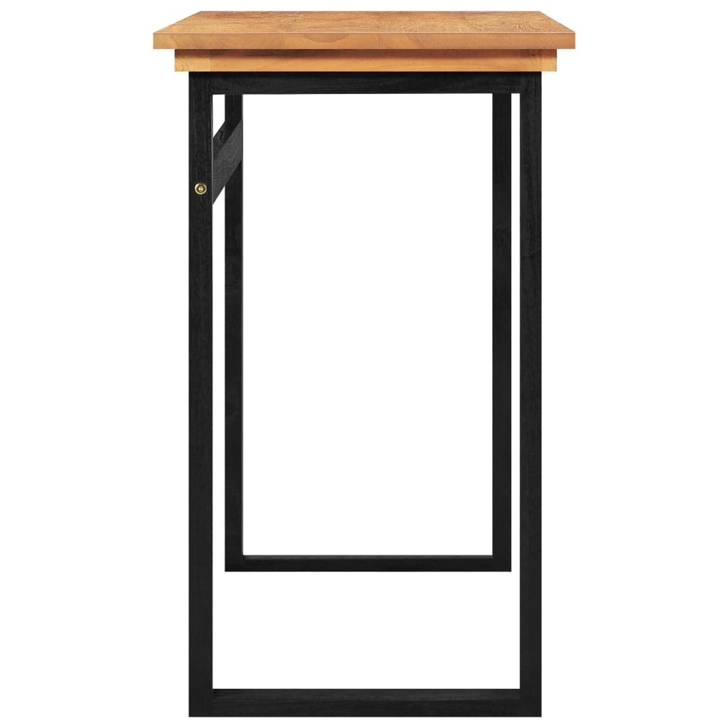 vidaXL 39.4 Solid Teak Wood Desk - Black Computer Writing Study Office Table