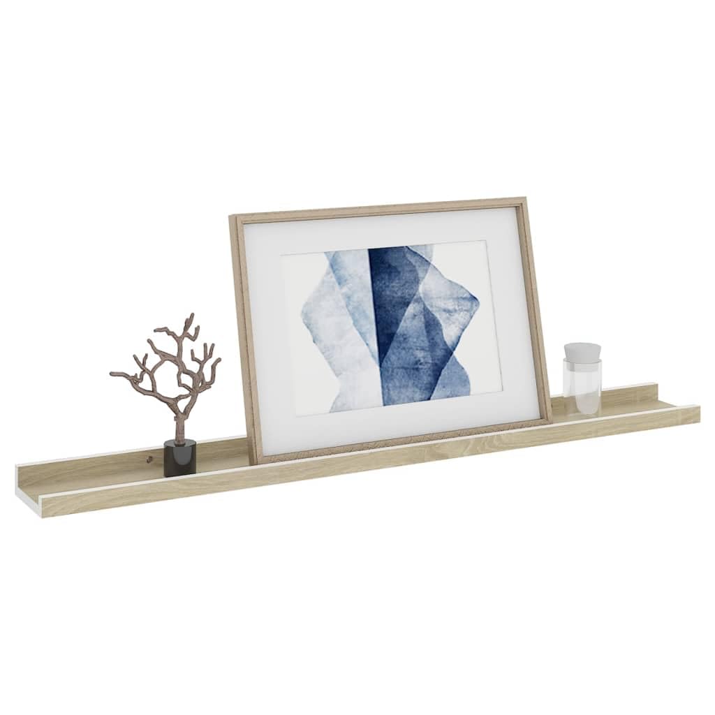 vidaXL MDF Wall Shelves, Set of 2, White and Sonoma Oak, 31.5"x3.5"x1.2", Easy to Clean, Versatile Usage, Great for Storage and Decoration