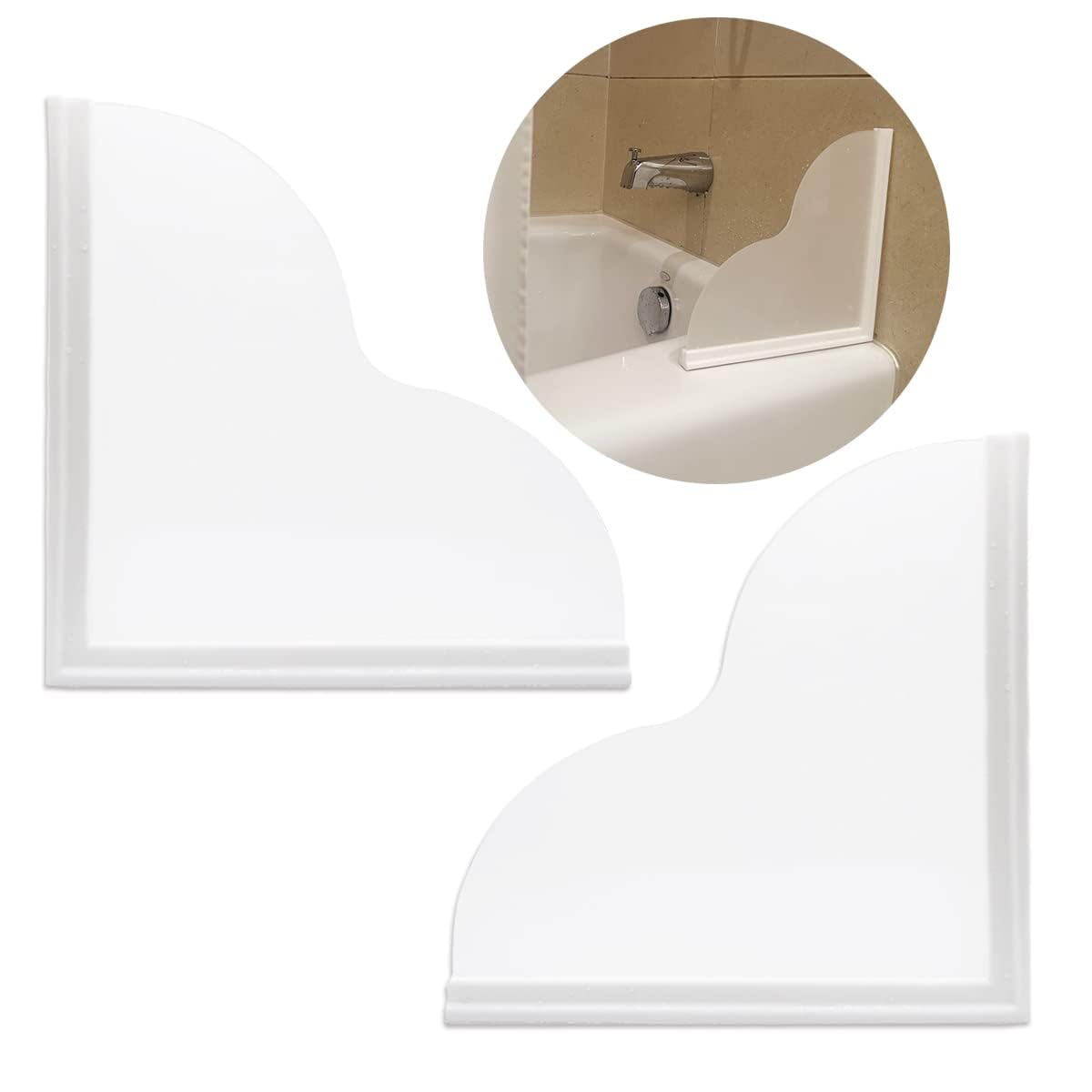 Heebabeys Tub Splash Guard Removable, 2 Pack Bathtub Water Splash Guards,Silicone Base & Acrylic Tub Corner Guards to Keep Water
