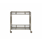 Acme Kristensen Rectangular Metal Frame Mirror Top Serving Cart in Antique Brass
