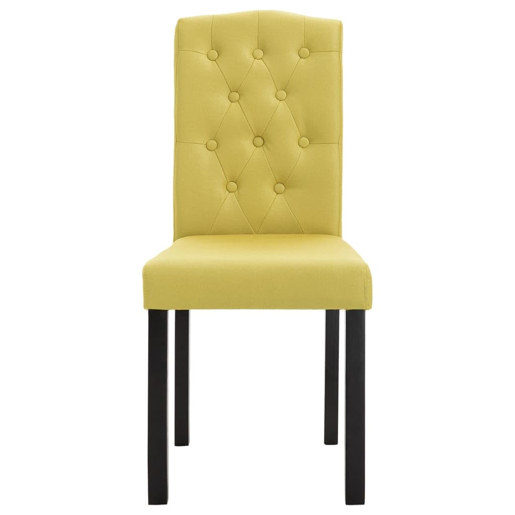 vidaXL Dining Chairs - Set of 6 - Elegant Design, Ergonomic Comfort, Solid Wood Legs, Easy Assembly, Green Fabric Upholstery