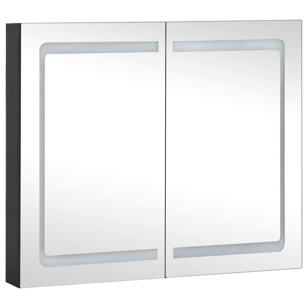 vidaXL LED Bathroom Mirror Cabinet in Anthracite Color – Modern Design - Quality MDF in Melamine Finish – Energy-Efficient LED Lighting – Spacious Storage with 3 Shelves