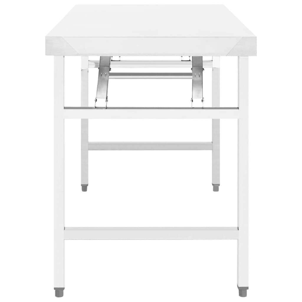 vidaXL Stainless Steel Folding Gastronomy Worktable - 34"x24"x32", Foldable, Easy to Clean, for Commercial Kitchens, Bars, Restaurants, Schools