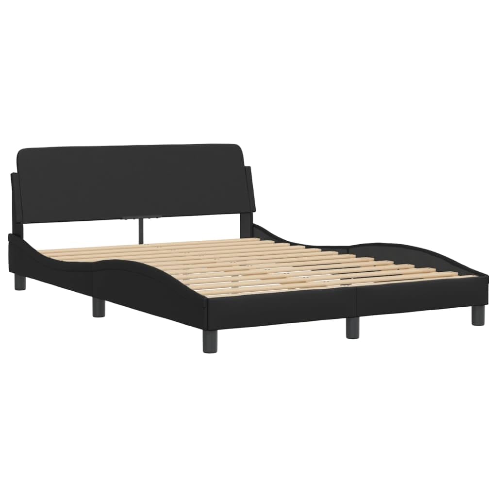 vidaXL Bed Frame with Headboard - Full Size Faux Leather, Black, 81.9"x55.9"x29.3"