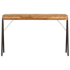 vidaXL Industrial Style Solid Mango Wood Writing Desk with Steel Legs - Vintage Charm, Easy Assembly, Multipurpose Table