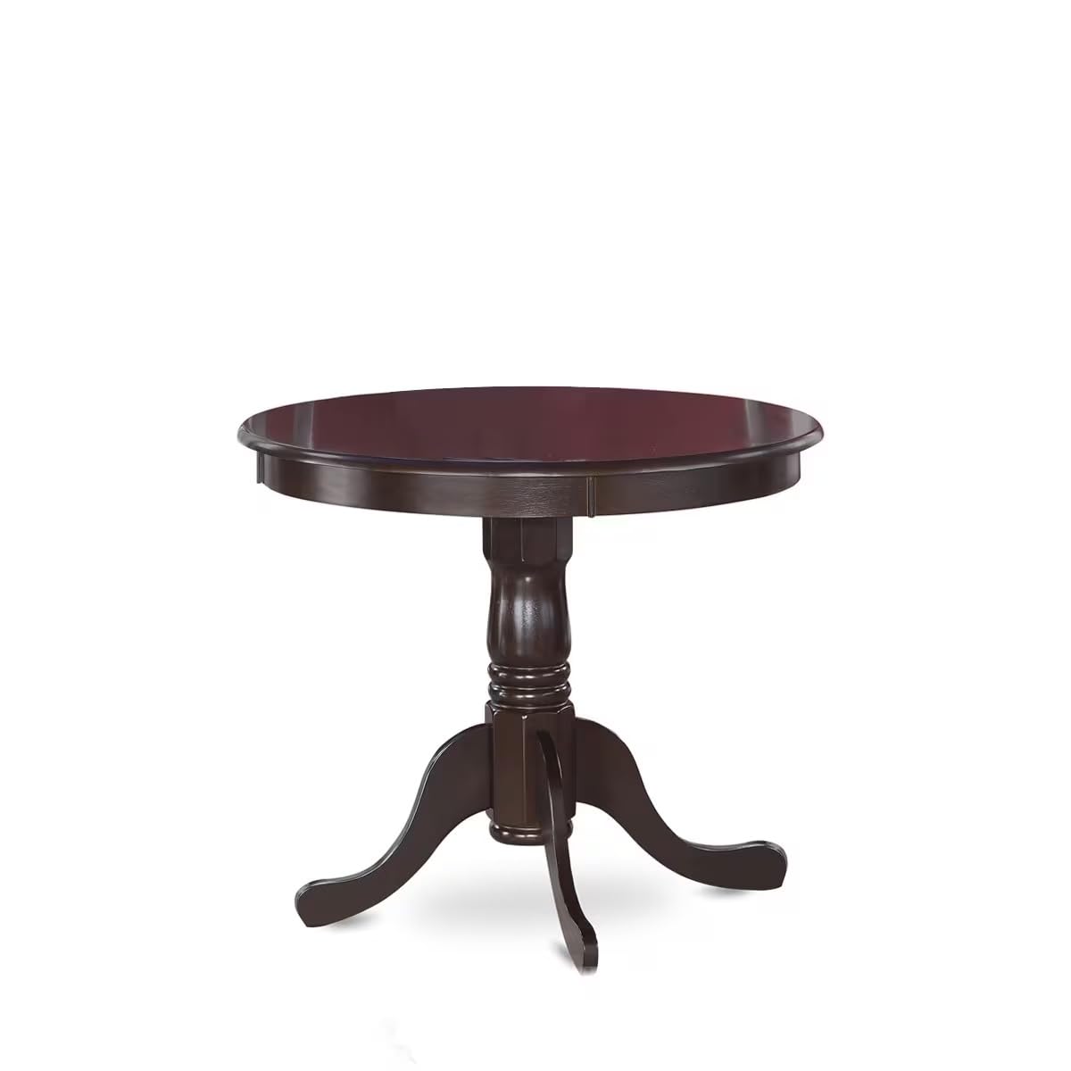 East West Furniture Antique 5 Piece Kitchen Set for 4 Includes a Round Table with Pedestal and 4 Faux Leather Dining Room Chairs, 36x36 Inch, Cappuccino