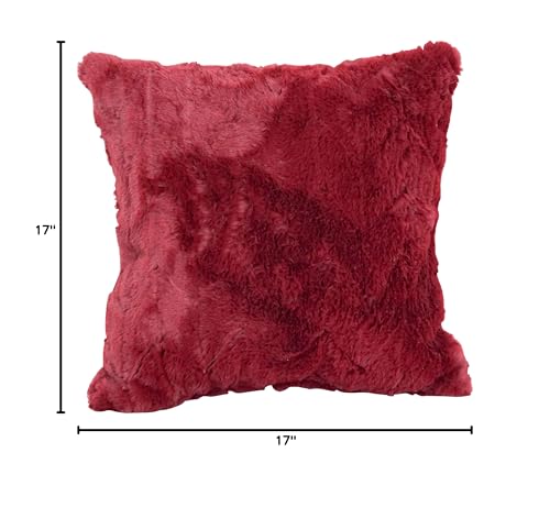 Blazing Needles Square Faux Fur Throw Pillows, 17", Naples Cranbe 4 Count
