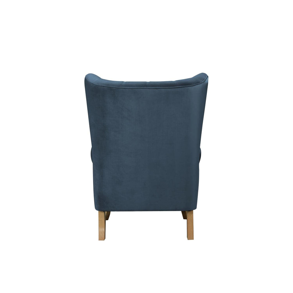 Acme Adonis Button Tufted Accent Chair with Wing Back in Azure Blue Velvet