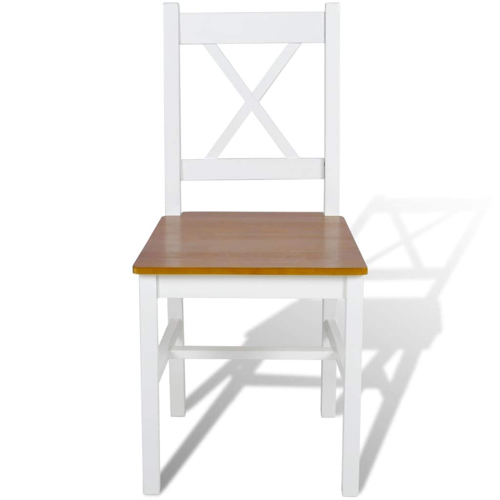 vidaXL Dining Chairs 6 Pcs, Accent Chair with Curved Slat Back, Dining Room Chair for Kitchen Restaurant, Modern Scandinavian Style, White Pinewood