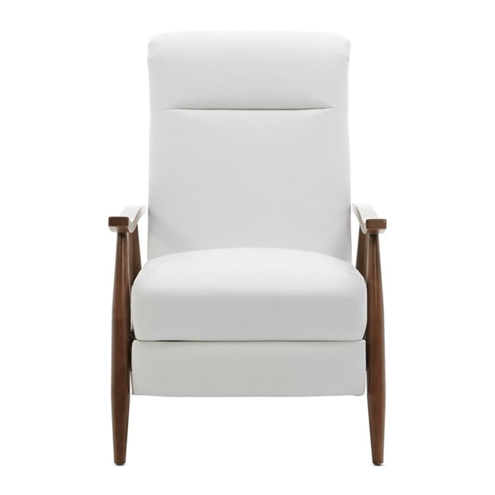 Comfort Pointe Solaris Wood Arm Milky White Faux Leather Wood Arm Push Back Recliner