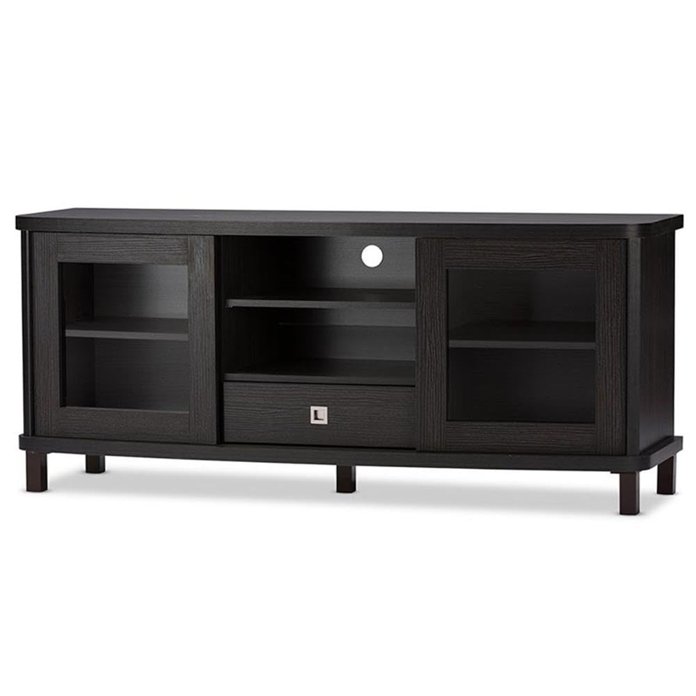 Baxton Studio TV838071-Embosse Television-Stands, Grey/Dark Brown