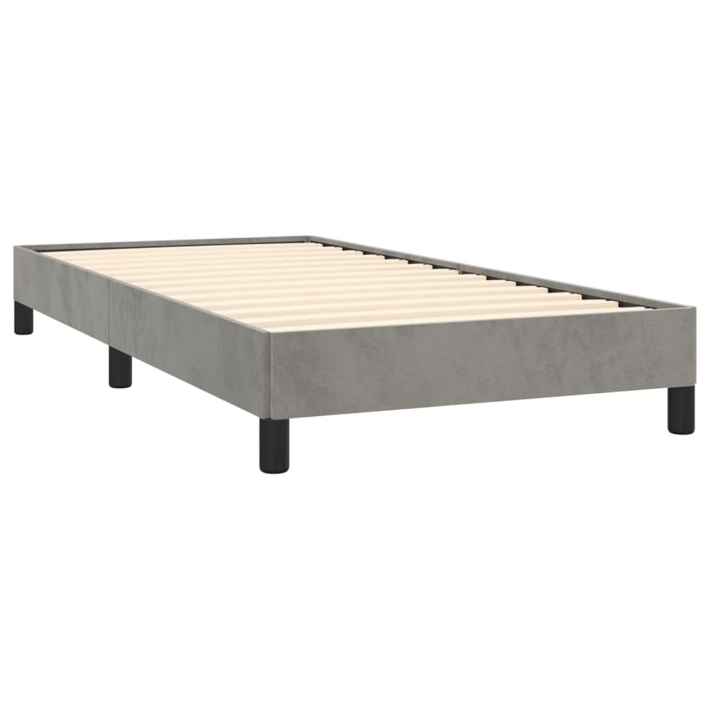 vidaXL Twin XL Size Bed Frame with Plywood Slats, Platform Bed Frame, Velvet Upholstered Mattress Foundation, No Box Spring Needed & Easy Assembly, Light Gray, Without Mattress