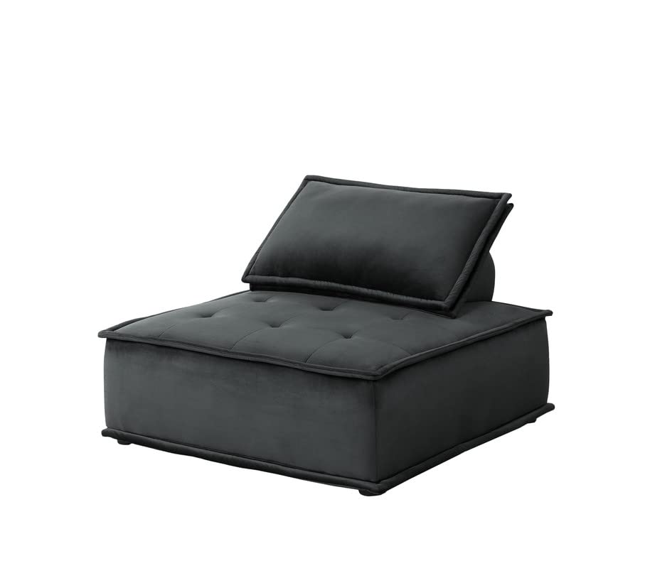 Lilola Home Anna Black Velvet Set of 2 Armless Lounge Chair
