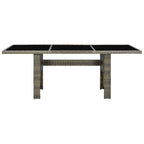 vidaXL Garden Table Brown Poly Rattan and Tempered Glass