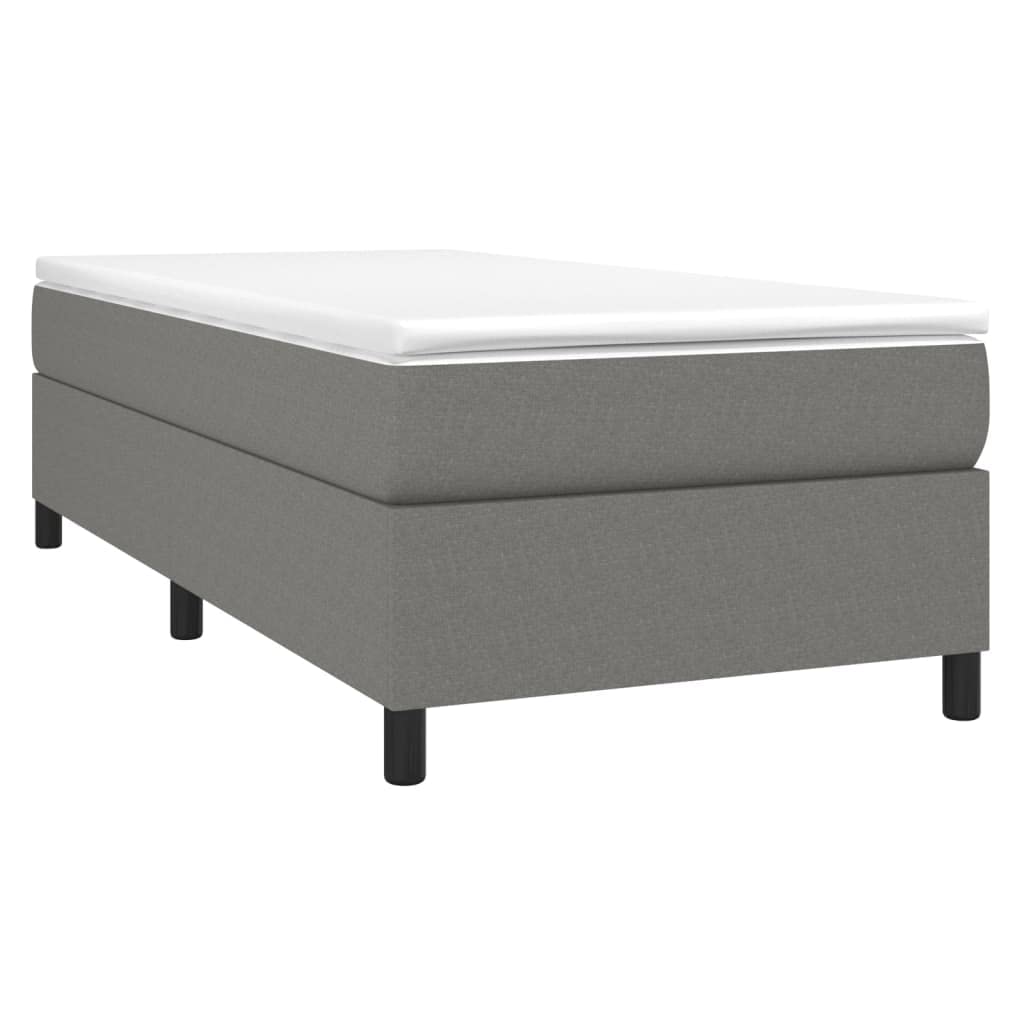 vidaXL Dark Gray Box Spring Bed Frame Twin Size - Modern Fabric Bed Frame Suitable for 39.4" x 74.8" Mattress, Plywood and Engineered Wood Construction