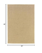 HomeRoots Polypropylene 2’x4’ Solid Sand Beige Indoor Outdoor Scatter Rug