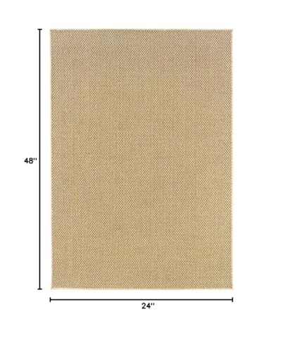 HomeRoots Polypropylene 2’x4’ Solid Sand Beige Indoor Outdoor Scatter Rug