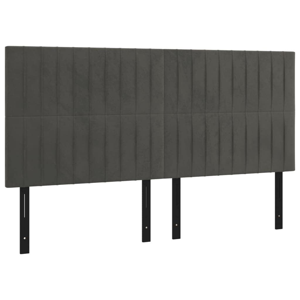 Vidaxl 4X Headboards Home Indoor Bed Accessory Bedroom Upholstered Headboard Bed Header Furniture Dark Gray 31.5"X2"X30.7"/34.6" Velvet