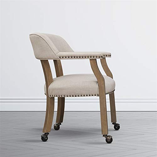 Comfort Pointe Millstone Beige Sand Fabric Upholstered Caster Game Chair