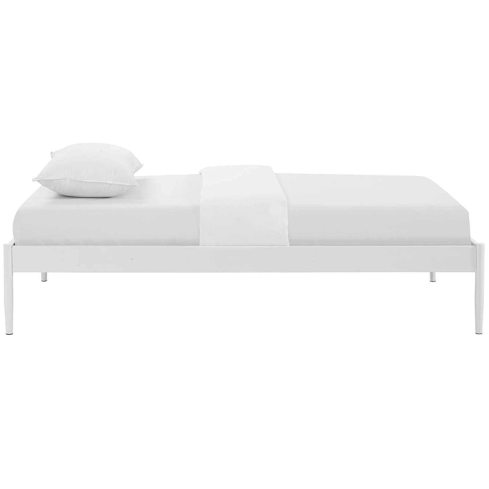 Modway Elsie Modern Metal Twin Platform Bed Frame Mattress Foundation With Slat Support In White