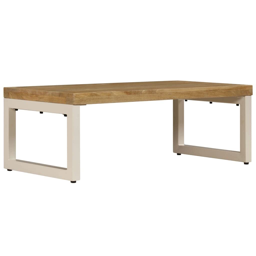 vidaXL Industrial Style Coffee Table with Practical Use – Versatile Dining Table/Office Desk - Solid Mango Wood and Steel Construction, Unique Wood Grains and Colors, Easy Assembly