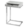 Monarch Specialties Accent Drawer-Chrome Metal Base, Gray Cement C-Table