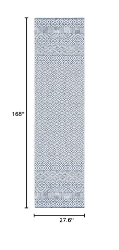 Safavieh Courtyard Collection 2'3' X 14' Blue/Navy Cy8235 Indoor/ Outside Waterproof Easy Cleansingpatio Backyard Mudroom Runner Mat