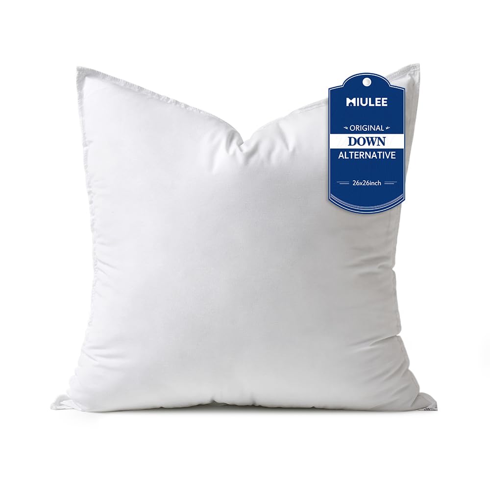 MIULEE 26x26 Down Alternative Pillow Insert Euro Decorative Throw Pillow 26 Inch Body Pillow Bed Sleeping Pillow Ultra Soft Fluf