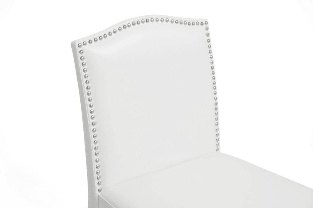 Libra White Modern Bar Stool with Nail Head Trim - Set of 2