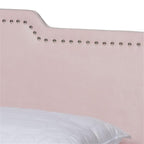 Baxton Studio Benjen Modern and Contemporary Glam Light Pink Velvet Fabric Upholstered Full Size Panel Bed