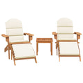 vidaXL 3 Piece Adirondack Patio Lounge Set - Solid Acacia Wood Construction, Comfortable Design with High Backrest and Wide Armrests, Includes Coffee Table, Easy Assembly, Foldable Chairs