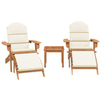 vidaXL 3 Piece Adirondack Patio Lounge Set - Solid Acacia Wood Construction, Comfortable Design with High Backrest and Wide Armrests, Includes Coffee Table, Easy Assembly, Foldable Chairs